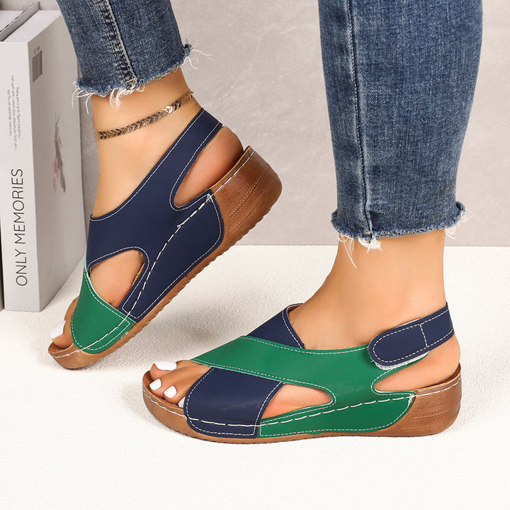 Color Block Thick-Soled Open-Toe Summer Sandals