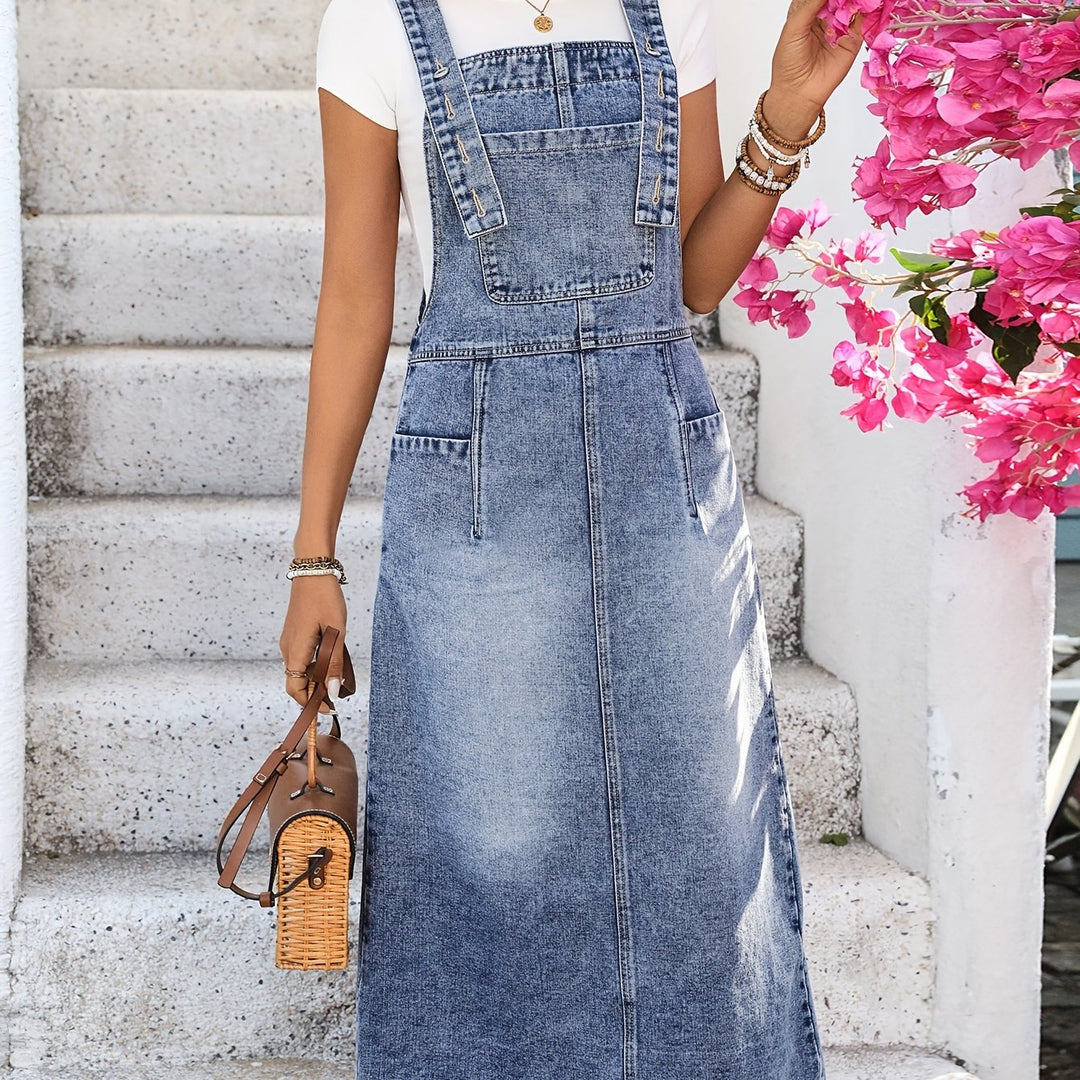 Women's High-Waisted Denim Overall Dress