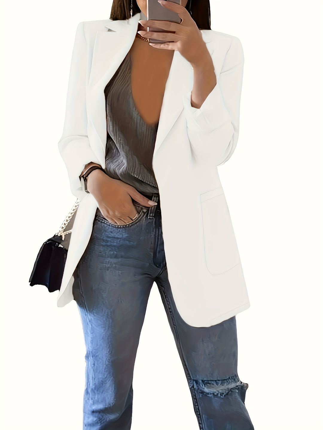 Women's Elegant Blazer - Structured H-Silhouette Jacket