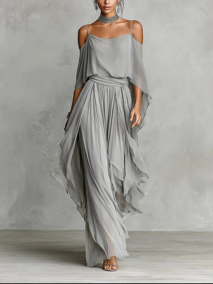 Isabela | Gray fluid set with tank top and lightweight pants