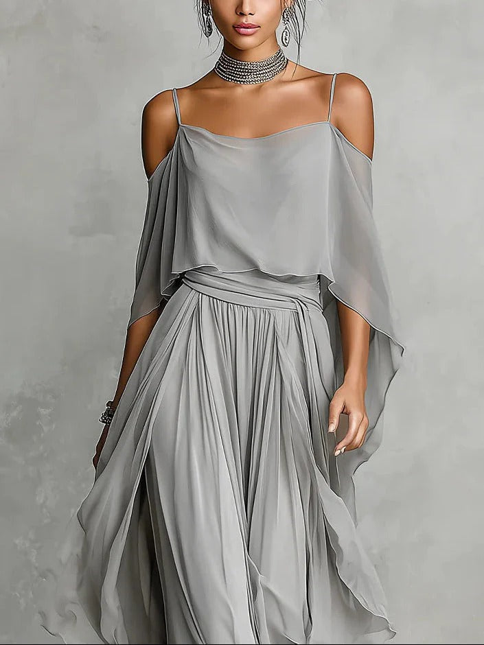 Isabela | Gray fluid set with tank top and lightweight pants