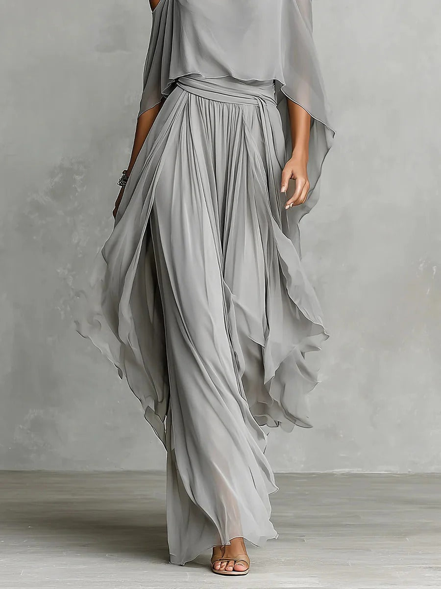 Isabela | Gray fluid set with tank top and lightweight pants