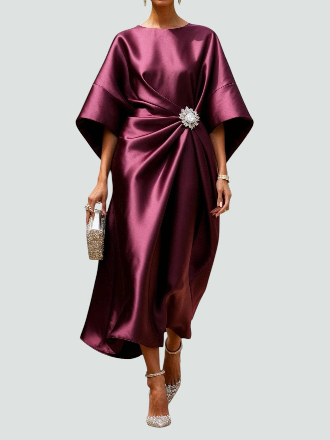 Women's Formal Satin Midi Dress