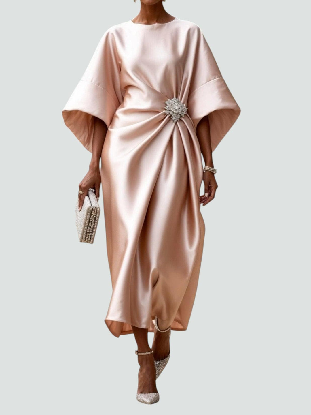 Women's Formal Satin Midi Dress