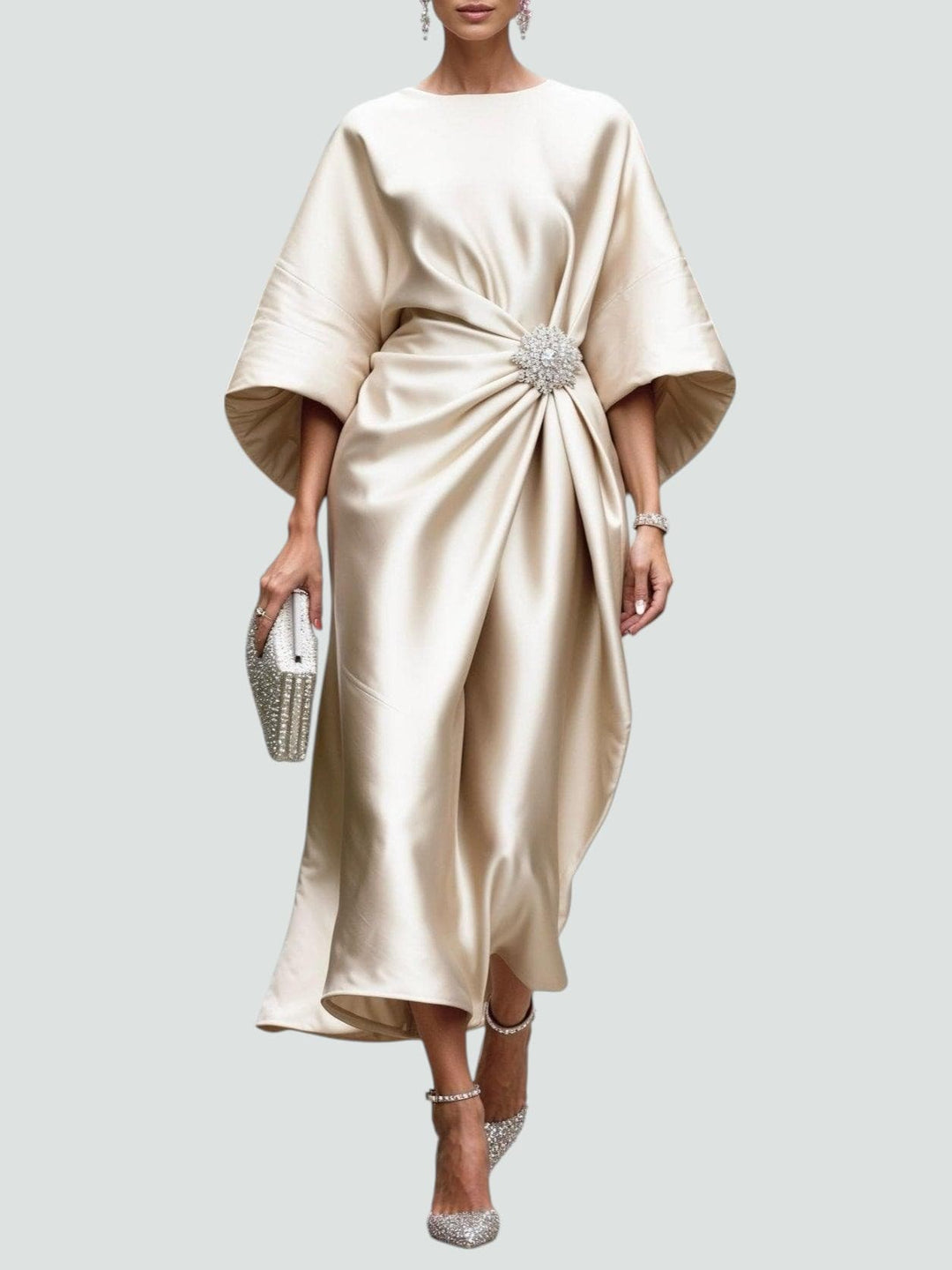 Women's Formal Satin Midi Dress