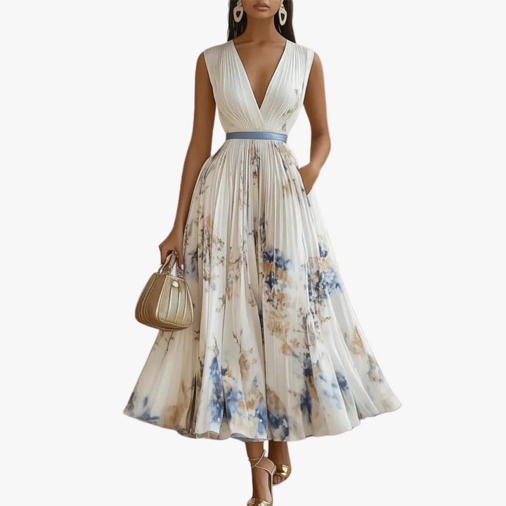 Women's Pleated Chiffon Maxi Dress