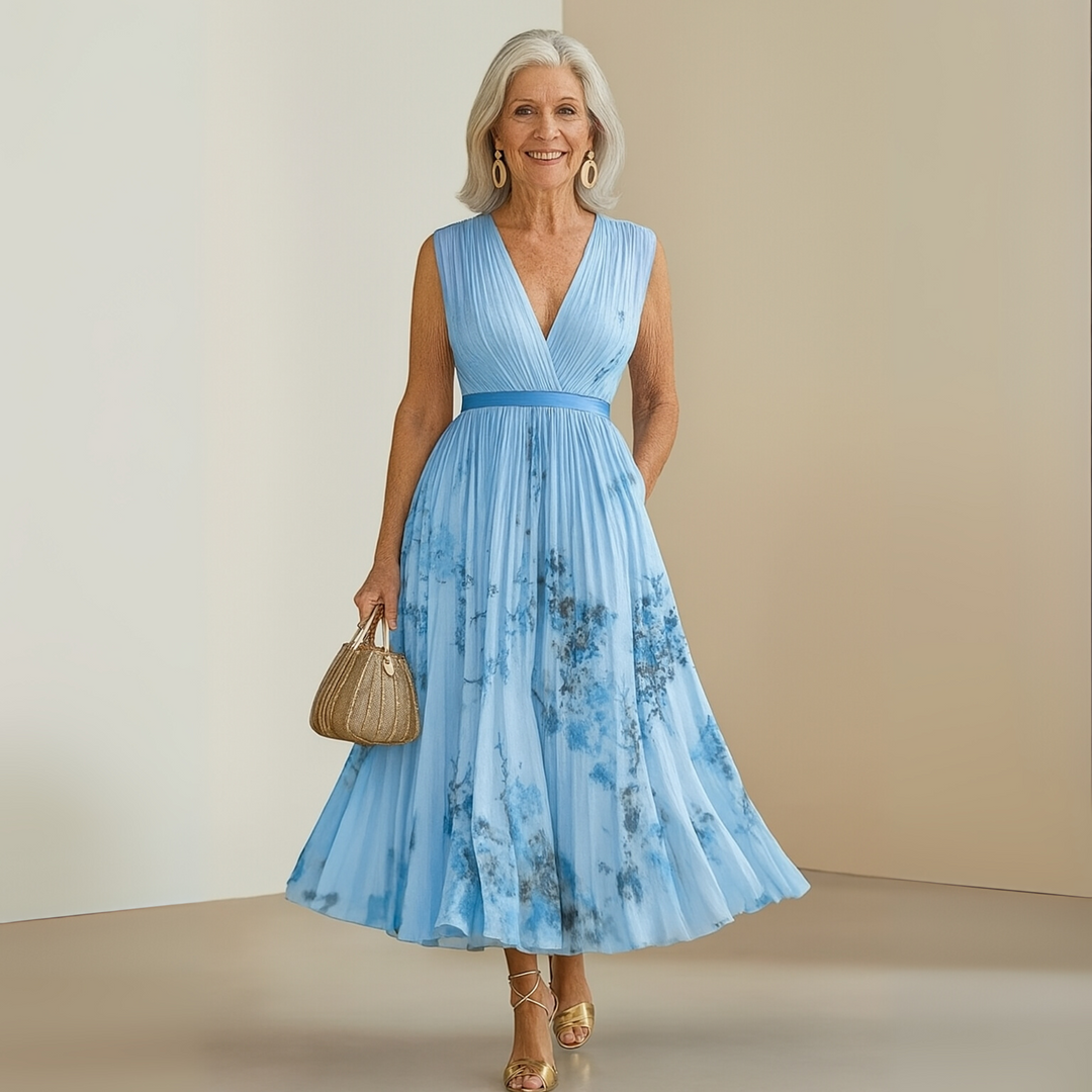 Women's Pleated Chiffon Maxi Dress