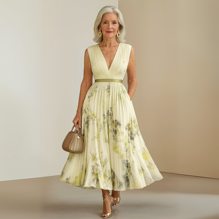 Women's Pleated Chiffon Maxi Dress