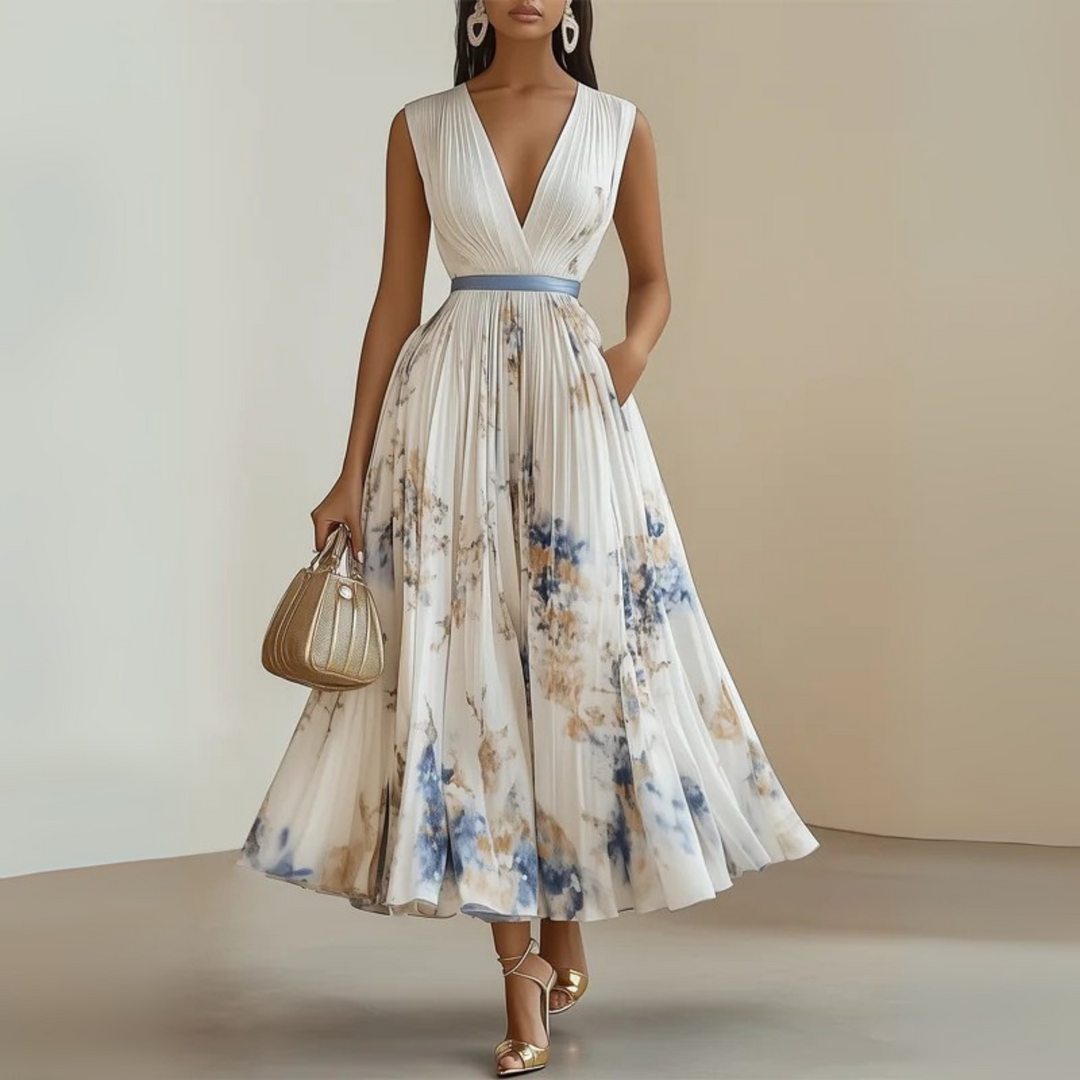 Women's Pleated Chiffon Maxi Dress
