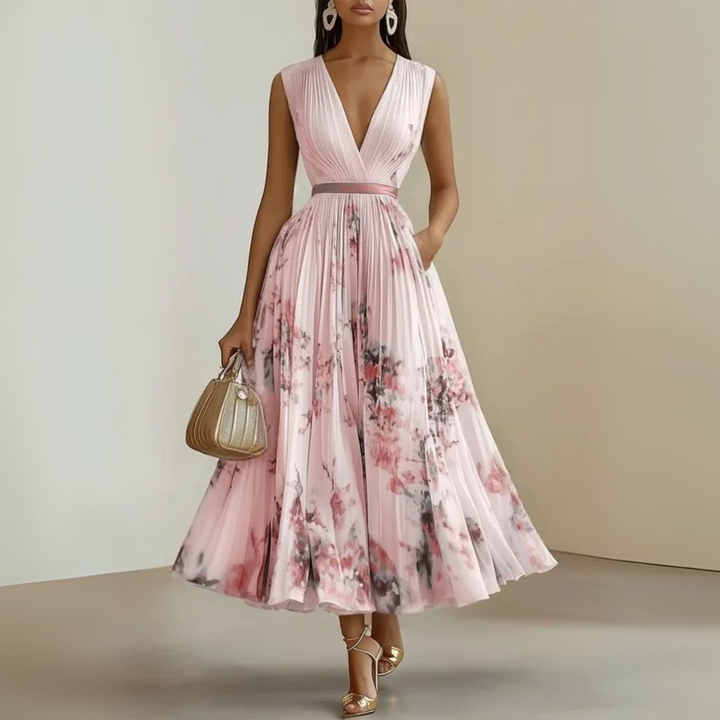 Women's Pleated Chiffon Maxi Dress