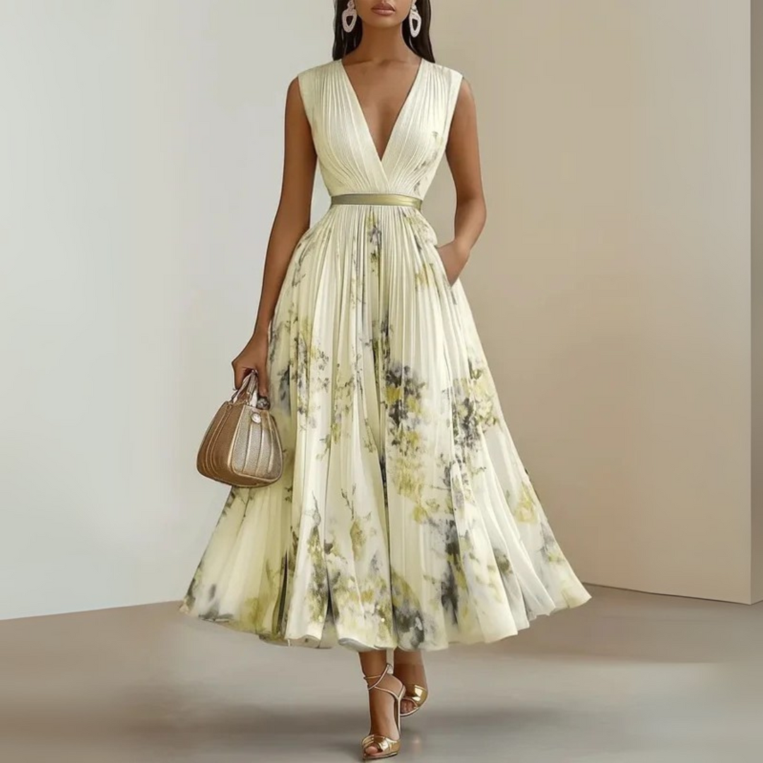 Women's Pleated Chiffon Maxi Dress