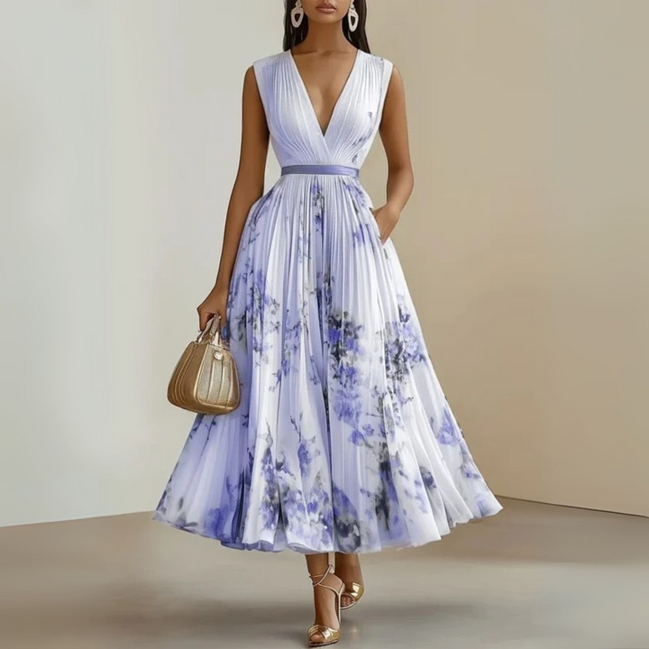 Women's Pleated Chiffon Maxi Dress