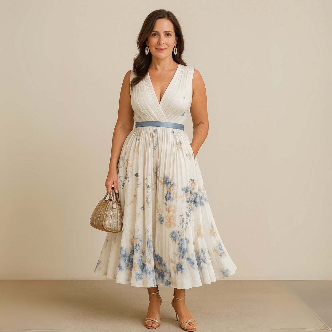 Women's Pleated Chiffon Maxi Dress