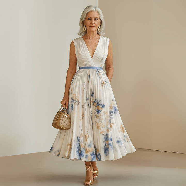 Women's Pleated Chiffon Maxi Dress