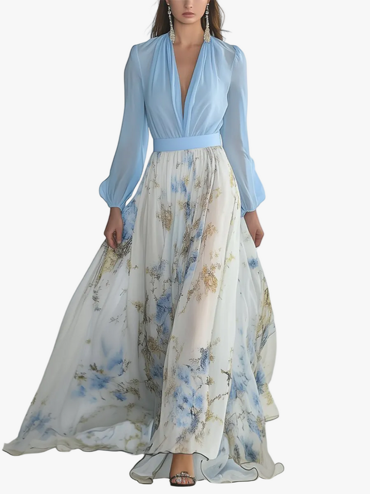 Women's Woven Maxi Dress with Floral Print