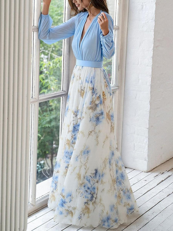Women's Woven Maxi Dress with Floral Print