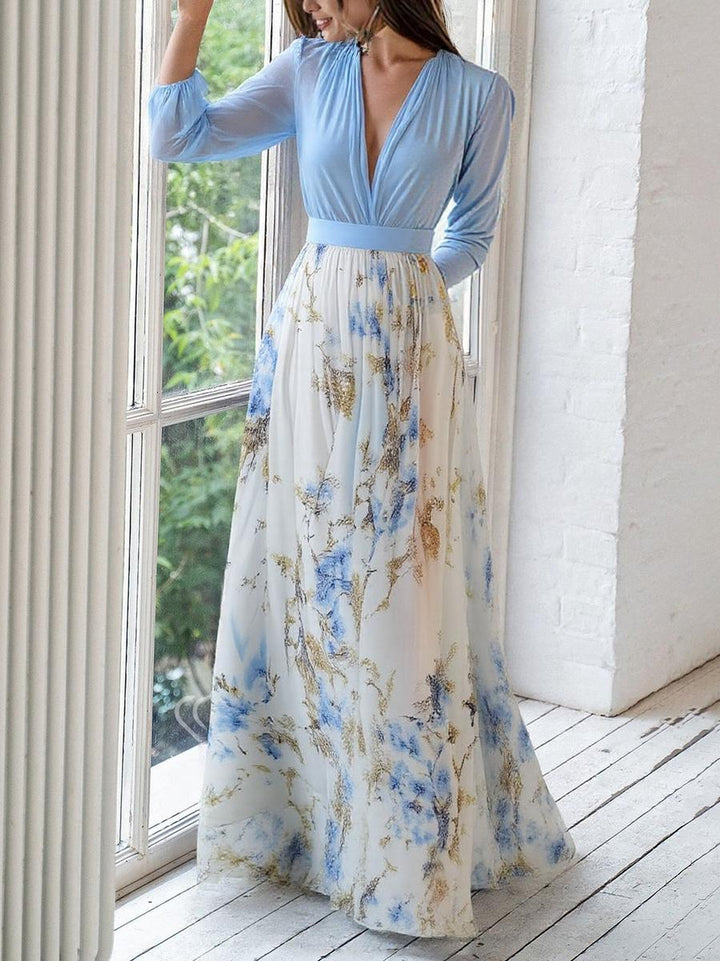 Women's Woven Maxi Dress with Floral Print
